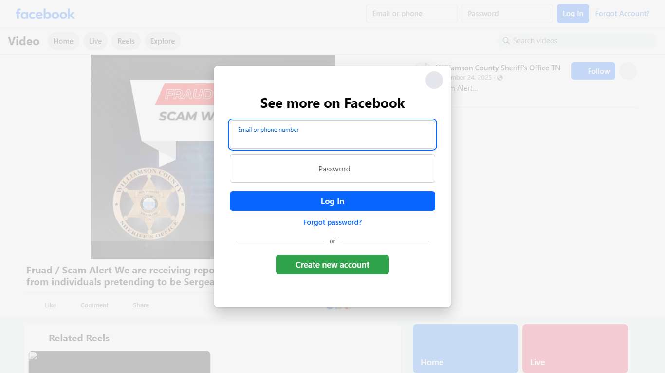 Fruad / Scam Alert We are receiving reports of fraudulent phone calls from individuals pretending to be Sergeant Hayden Smith. These calls are a scam. The Williamson County Sheriff’s Office will never call you to demand money, threaten arrest, request gift cards, or ask for personal or financial information over the phone. If you receive a call like this, hang up immediately. Do not provide any information. Do not send money. If you have already been contacted or believe you may have been target